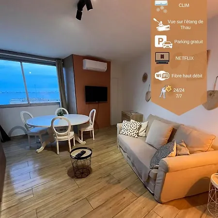 Joli Appart/vue Etang/clim /wifi Balaruc-les-Bains